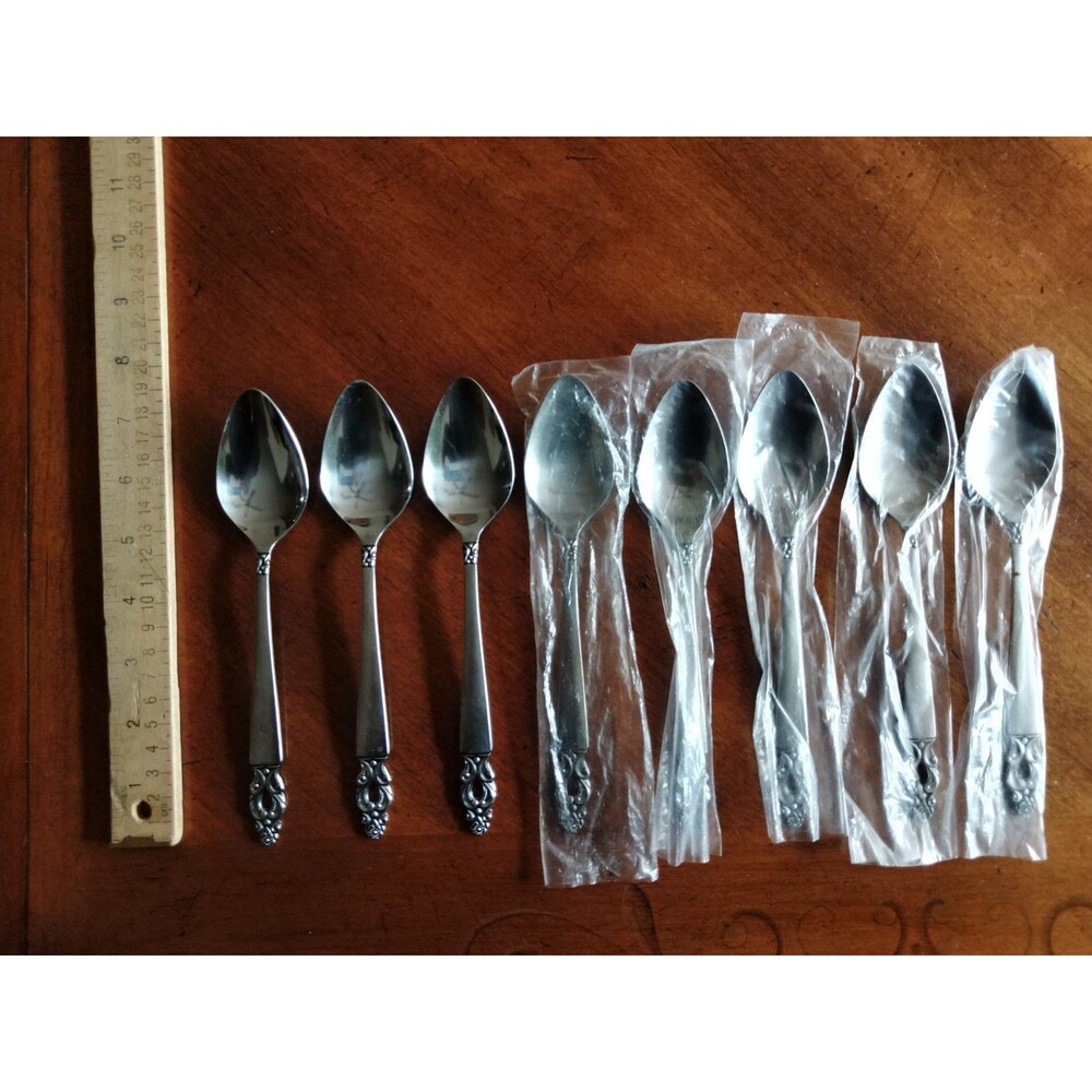 Lot 8x Dinner Spoon Olaf Flatware National Stainless Silverware Japan MCM 7.5"